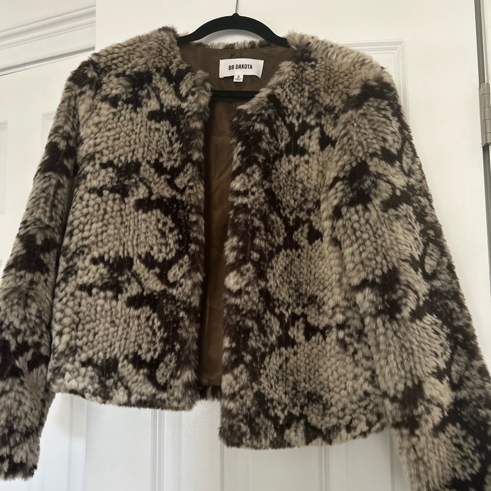BB Dakota Cream and Brown Teddy Jacket
